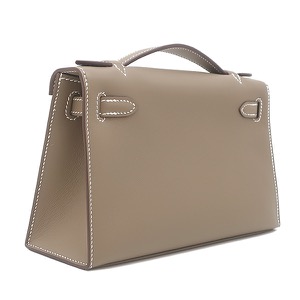 エルメス ハンドバッグ ポシェットケリー ミニ ヴォースイフト グレー未使用 グレージュ ミニバッグ  中古