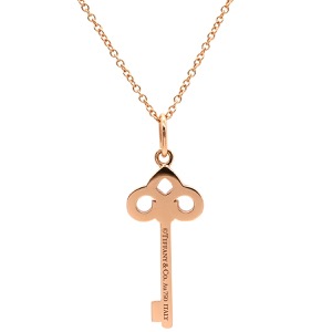 ティファニー ネックレス フルール ド リスキー ダイヤ ミニペンダント K18PG ゴールド T&Co. ピンクゴールド Au750 鍵 Tiffany 中古