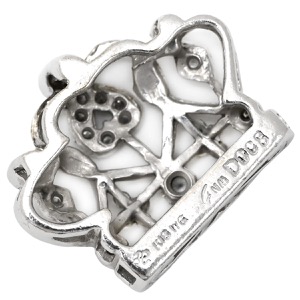 ペンダントトップ クラウン ダイヤ ネックレストップ K18WG シルバー Au750 18K 18金  透かし彫り 王冠モチーフ アンティーク調  中古