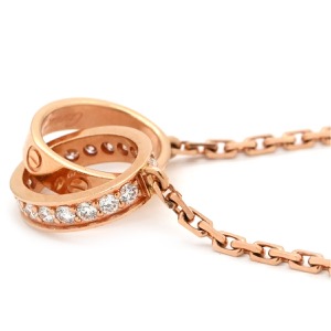 カルティエ ネックレス Love ネックレス セミパヴェ ダイヤ K18PG ゴールド 18金 750PG PG パヴェダイヤ  中古