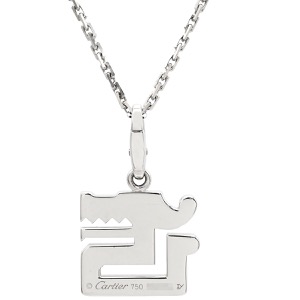 カルティエ ネックレス ル ベゼデュ ドラゴン ペンダント K18WG シルバー 18金 750WG  B3009700(トップ)B7006300(チェーン) 中古