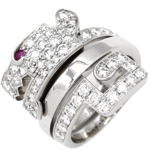 カルティエ リング 指輪 ル ベゼデュ ドラゴン K18WG シルバー #51(JP11) 18金 750WG   中古