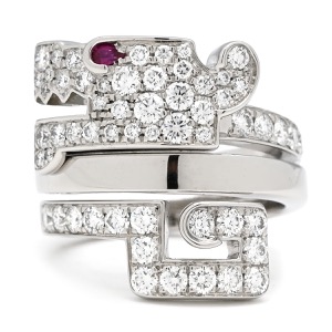 カルティエ リング 指輪 ル ベゼデュ ドラゴン K18WG シルバー #51(JP11) 18金 750WG   中古