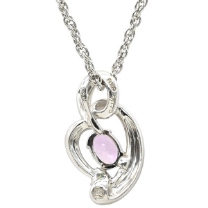 ネックレス クンツァイト ダイヤ ペンダント Pt850 シルバー Pt900 プラチナム ダイヤモンド クンツァイト ピンク ブルー ハート Pt850 1.75ct  中古