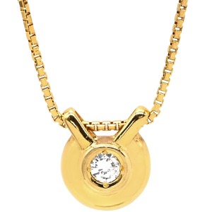 ネックレス ダイヤ ペンダント K18YG ゴールド Au750 18K 18金 1P 1石 1粒 ラウンド  中古