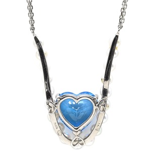 ネックレス ブルートパーズ パール ペンダント Pt900 シルバー 青 ブルー ネックレス あこや真珠 ハートモチーフ プラチナム  中古