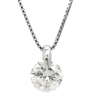 ネックレス ダイヤモンド 2ct ペンダント Pt900 シルバー 1P 1粒 ラージ 大粒 ブリリアントカット 中古