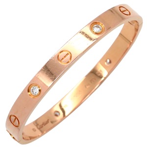 カルティエ ブレスレット LOVE ラブブレス ハーフダイヤ K18PG ゴールド #16 Au750 18K 18金 4P 4石 4粒 現行モデル  B6036016 中古