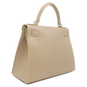 エルメス 2WAYバッグ ケリー28 外縫い ギロッシュ ボックスカーフ ベージュ 中古