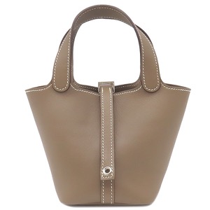 エルメス ハンドバッグ ピコタンロック ミクロ ヴォースイフト グレー グレージュ 中古