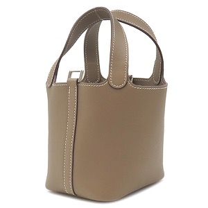 エルメス ハンドバッグ ピコタンロック ミクロ ヴォースイフト グレー グレージュ 中古