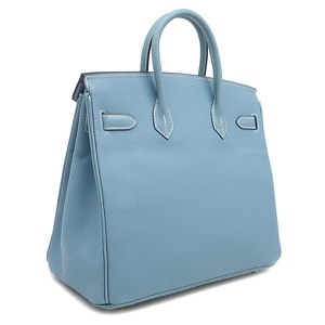 エルメス ハンドバッグ オータクロア28 ヴォーエプソン ブルー 水色 中古