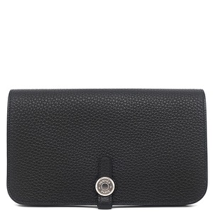 エルメス 長財布 ドゴンデュオ ドゴンGM トリヨンクレマンス ブラック 黒 中古