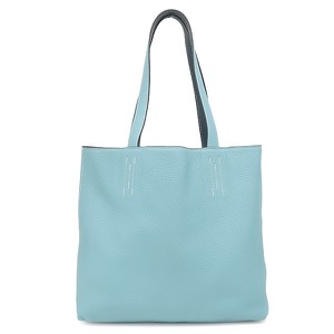 エルメス トートバッグ ドゥブルセンス 28 トリヨンクレマンス ブルー 水色 紺 リバーシブル  中古