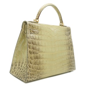 エルメス 2WAYバッグ ケリー32 内縫い ニロティカス グリーン 薄緑 グラデーション クロコ ハンドバッグ ショルダー  中古