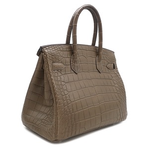 エルメス ハンドバッグ バーキン30 アリゲーターマット ブラウン 茶 中古