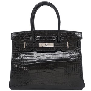 エルメス ハンドバッグ バーキン30 ポロサス ブラック 黒 クロコ 中古