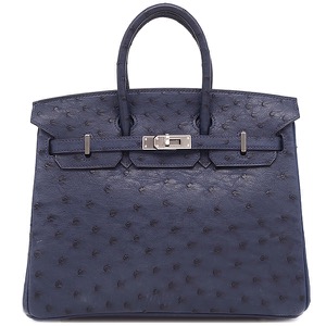 エルメス ハンドバッグ バーキン25 オーストリッチ ネイビー 紺 中古