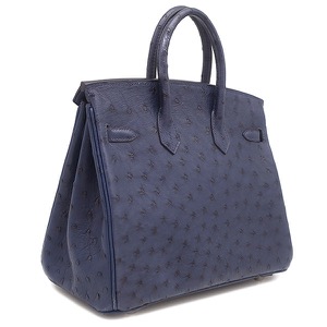 エルメス ハンドバッグ バーキン25 オーストリッチ ネイビー 紺 中古