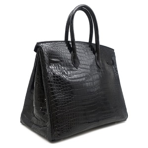 エルメス ハンドバッグ バーキン 35 ポロサス ブラック 黒 クロコ 中古
