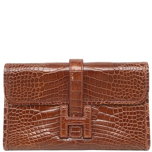 エルメス クラッチバッグ ジジェ ミニ クラッチ アリゲーター ブラウン 茶 ミニセカンドバッグ 中古