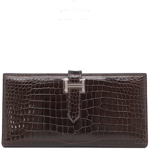 エルメス 長財布 ベアンスフレ ポロサス ブラウン 茶 二つ折り財布  中古