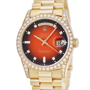 ロレックス デイデイト 36 18388A S番 K18YG無垢 純正ダイヤ レッド グラデーション トリチウム 自動巻き