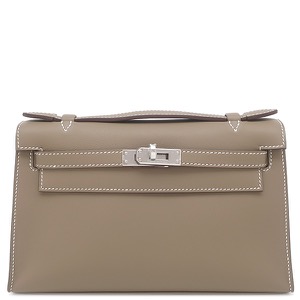 エルメス ハンドバッグ ポシェットケリー ミニ ヴォースイフト グレー未使用 グレージュ ミニバッグ  中古