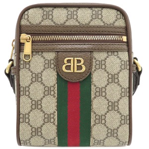 バレンシアガ ショルダーバッグ グッチ×バレンシアガ ハッカー プロジェクト キャンバス ブラウン ウェブ シェリーライン  680129 中古