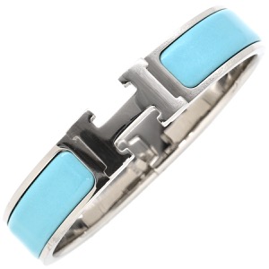 エルメス ブレスレット クリックH PM メタル ブルー 水色 Hブレス 中古
