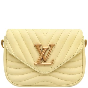 ルイヴィトン ショルダーバッグ ニューウェーブ ミュルティ ポシェット レザー イエロー LVロゴ チェーンショルダー 中古