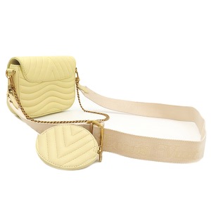 ルイヴィトン ショルダーバッグ ニューウェーブ ミュルティ ポシェット レザー イエロー LVロゴ チェーンショルダー 中古