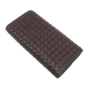 ボッテガヴェネタ 長財布 イントレチャート ラムスキン ブラウン 茶 フラップ式 150509V0013 2040 中古