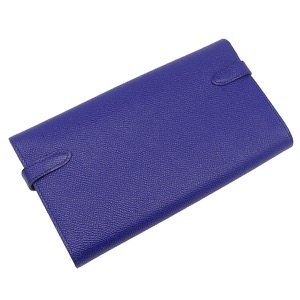 エルメス 長財布 ケリーウォレット ロング ヴォーエプソン ブルー 青 ショルダー 中古