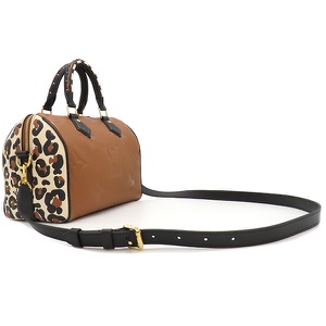 ルイヴィトン 2WAYバッグ スピーディ バンドリエール 25 モノグラムアンプラント ブラウン 茶 レオパード ハンドバッグ ショルダー  M45840 中古