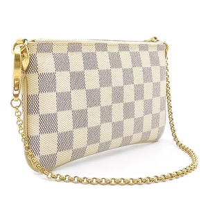 ルイヴィトン アクセサリーポーチ ポシェット ミラMM ダミエアズールキャンバス ホワイト 白 グレー ワードローブトランク N63090 中古