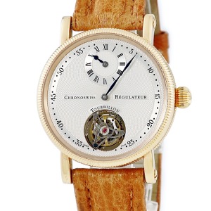 クロノスイス レギュレーター トゥールビヨン CH3121R K18PG無垢 ラウンド シルバー 青針 手巻き