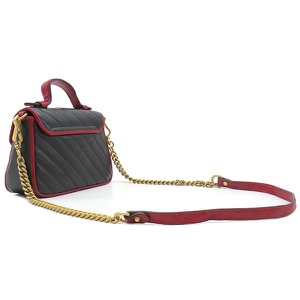 グッチ 2WAYバッグ GGマーモント ミニトップハンドル レザー ブラック 赤 黒 ショルダー  583571 中古