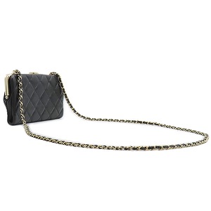 シャネル チェーンウォレット マトラッセ ショルダー カーフ ブラック がま口 中古