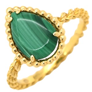 ブシュロン リング 指輪 セルパンボエム K18YG グリーン #49 Au750 18K 18金 マライカイト 緑 孔雀石 雫 ドロップ型 JRG02795 中古