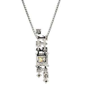 TASAKI ネックレス ダイヤ ペンダント Pt900 シルバー プラチナム プリンセスカット スクエア ドロップ ムービング 中古