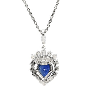 ミキモト ネックレス サファイア ダイヤ ネックレス Pt900 シルバー 青 ブルーサファイア プラチナム ブリリアントカット ハートモチーフ  中古