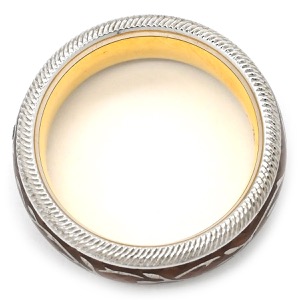 ミキモト リング 指輪 ウェレンドルフ エマイユ ダイヤリング K18WG ブラウン #53.5 Wellendorff エナメル 七宝 エングレービング 回転 中古