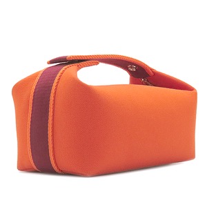 エルメス ポーチ ブリッド ア ブラック PM トワルシェブロン オレンジ ハンドバッグ バニティバッグ トワルH  中古