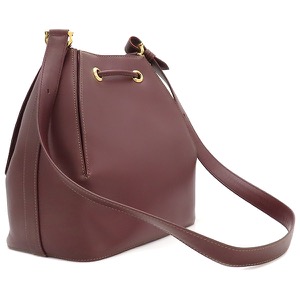 カルティエ ショルダーバッグ マストライン レザー ワインレッド 巾着 赤 中古