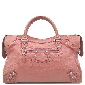 バレンシアガ 2WAYバッグ ジャイアント シティ レザー ピンク ハンドバッグ ショルダー 肩掛け ミラー付き  281770 中古