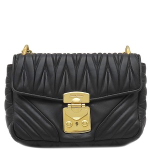 ミュウミュウ ショルダーバッグ マテラッセ  レザー ブラック 黒 チェーンストラップ  中古