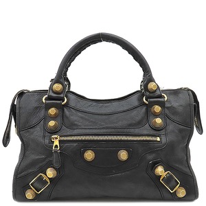 バレンシアガ 2WAYバッグ ジャイアント シティ レザー ブラック ハンドバッグ ショルダー 肩掛け ミラー付き  173084 中古