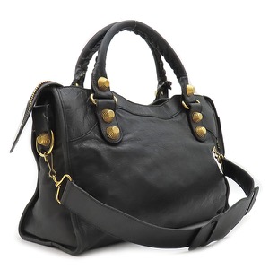 バレンシアガ 2WAYバッグ ジャイアント シティ レザー ブラック ハンドバッグ ショルダー 肩掛け ミラー付き  173084 中古