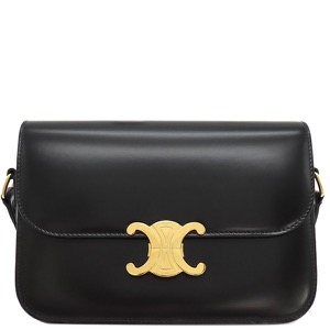 セリーヌ ショルダーバッグ クラシック トリオンフ バッグ カーフ ブラック 黒 フラップ 斜め掛け 187363BF4.38NO 中古